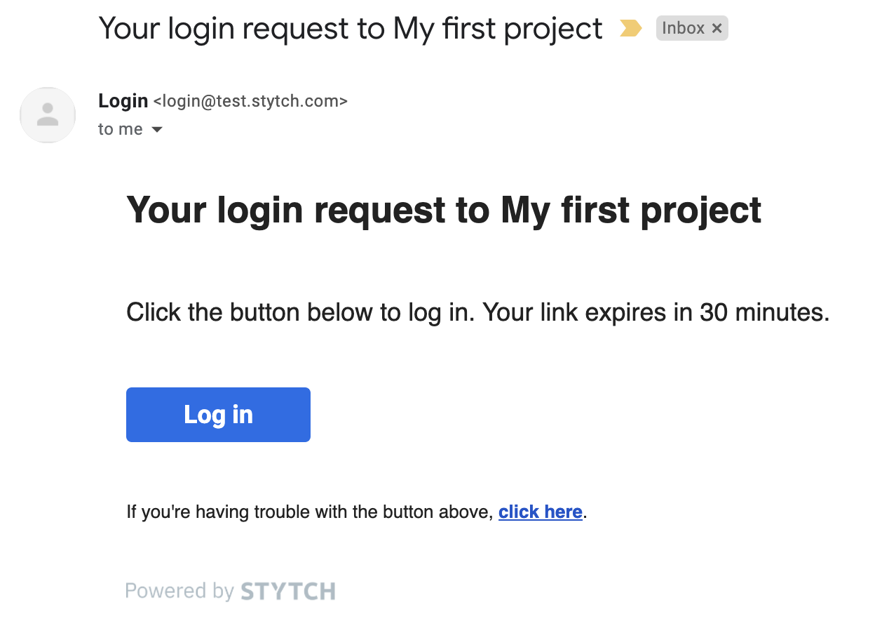 Email login step three