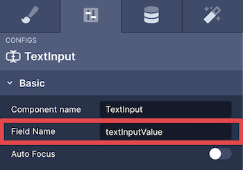 Field Name prop on a TextInput component