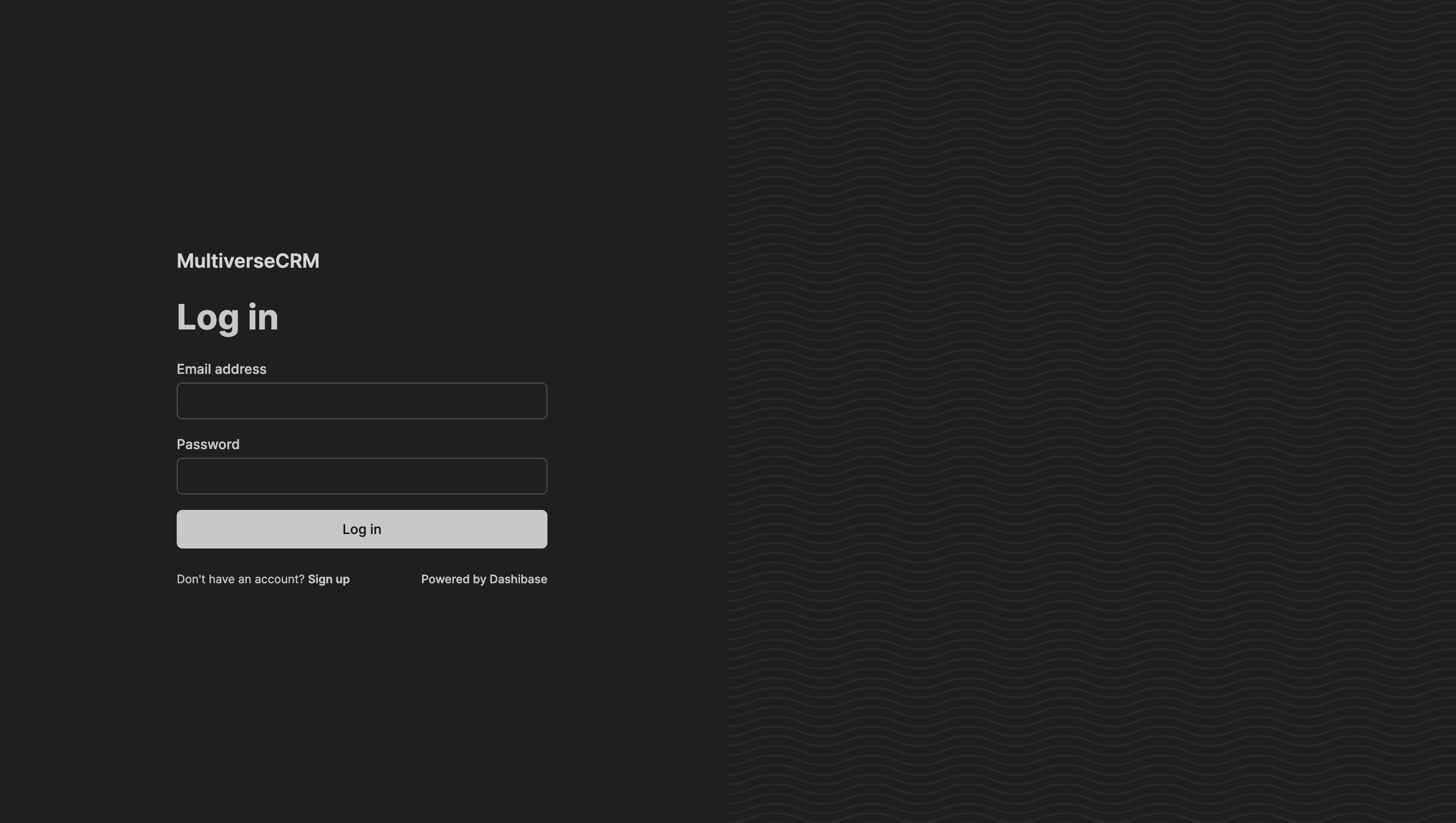 Your dashboard login page